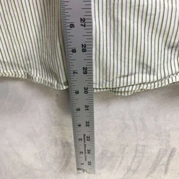 Express Design Studio Shirt Mens Medium Green Striped Modern Fit Stretch Preppy - Picture 7 of 13